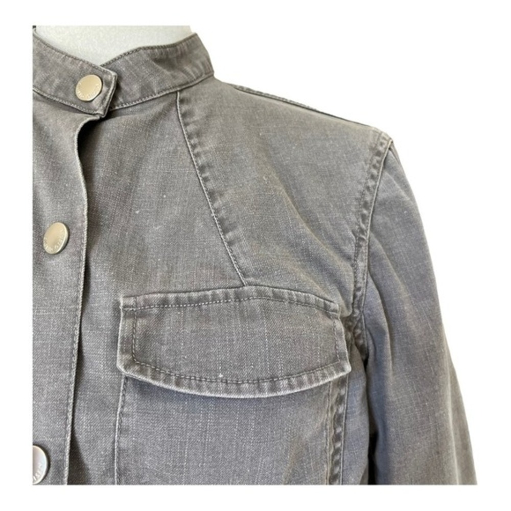 Vtg 90s Sigrid Olsen Chore Jacket Womens 4 Gray Front Snap Neutral Field Barn - Picture 4 of 11